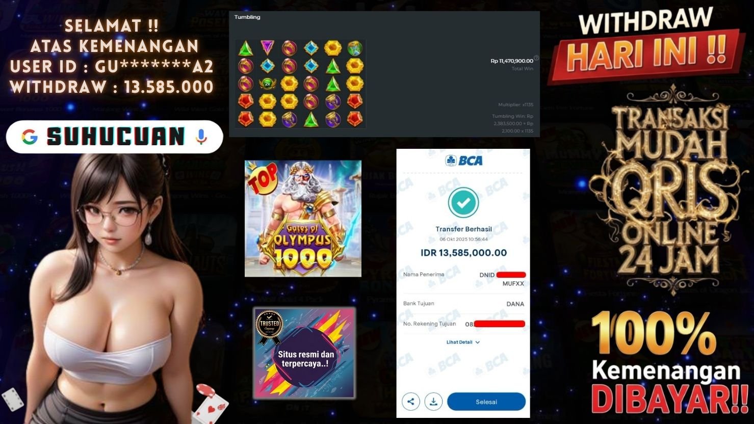 SUHUCUAN JACKPOT SLOT GATES OF OLYMPUS 1000